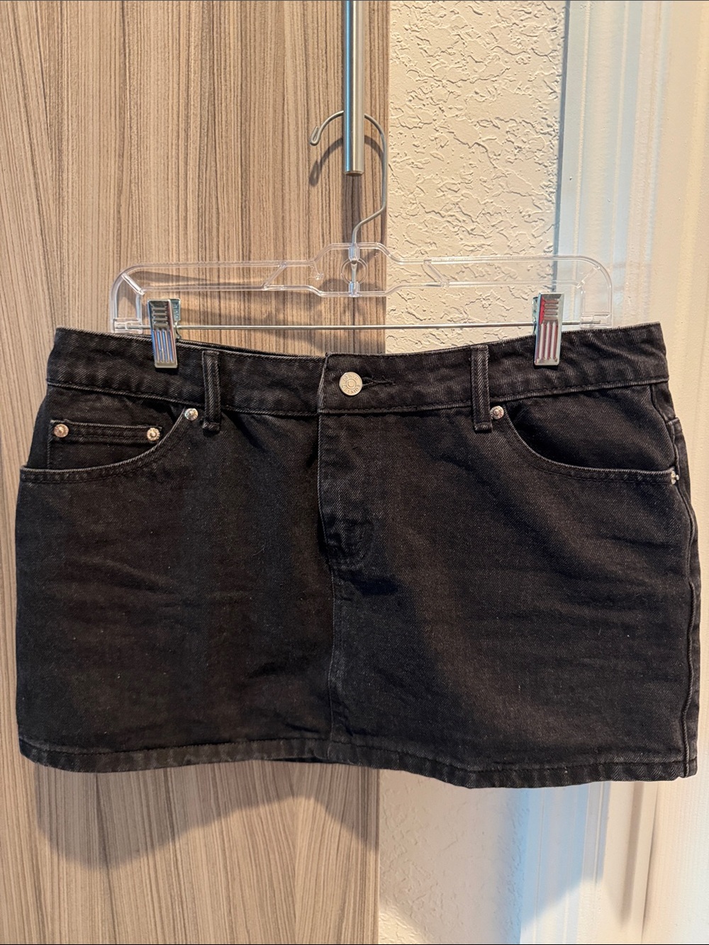 Edikted Black Denim Mini Skirt